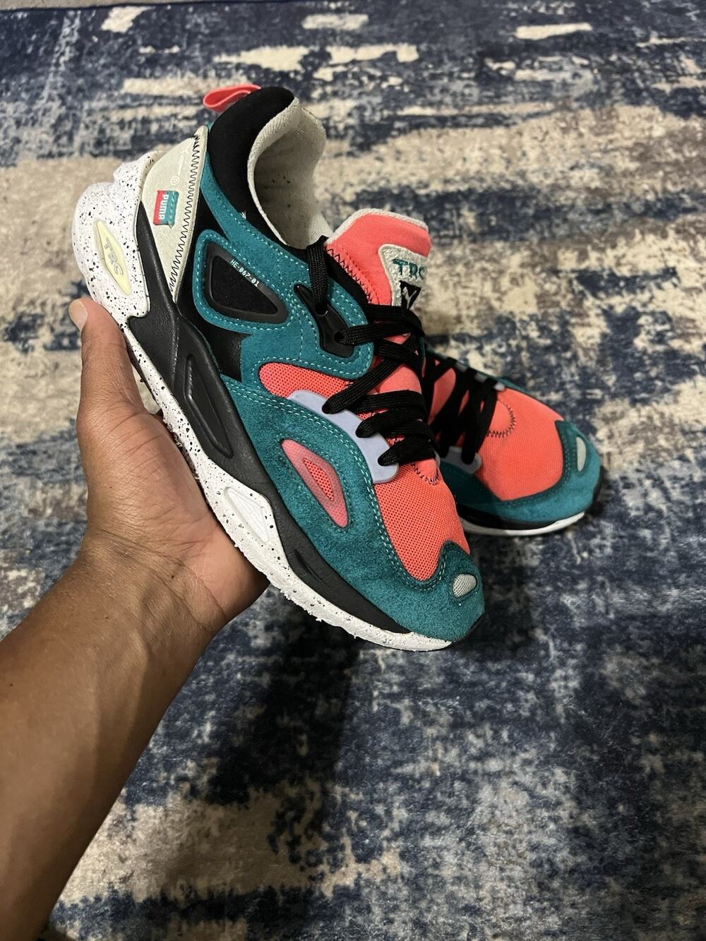 Size 9- PUMA TRC Blaze Fandom Suede Coral Pink/ Teal Men’s